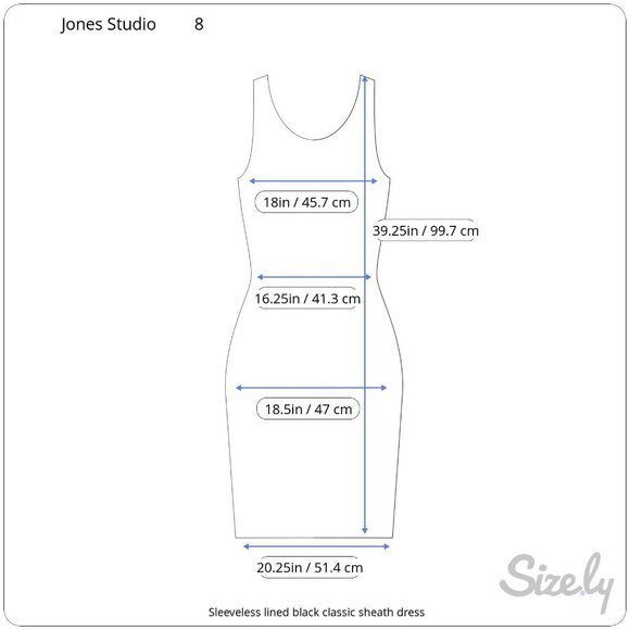Jones Studio Black Sleeveless Sheath Dress Size 8 Polyester Lined Back Slit - Picture 7 of 7